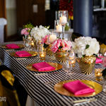 Lisle de France flower-arrangement-stripped-table